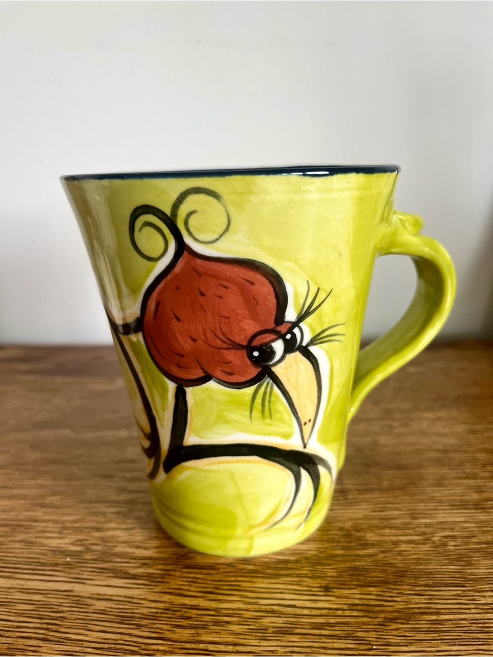 Vintage Pataka π³πΏNew Zealand Studio Pottery Hand-Painted Kiwi Bird Whimsical Mug